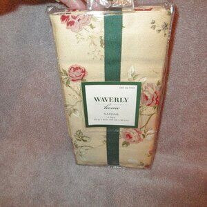 Vtg Waverly Sonata Rose Floral Harbor House Cotton Dinner Napkin Set Of 4 NEW